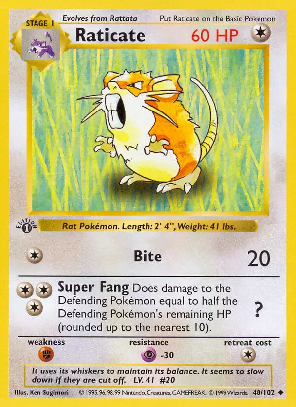 Base Set - Raticate 1st Edition