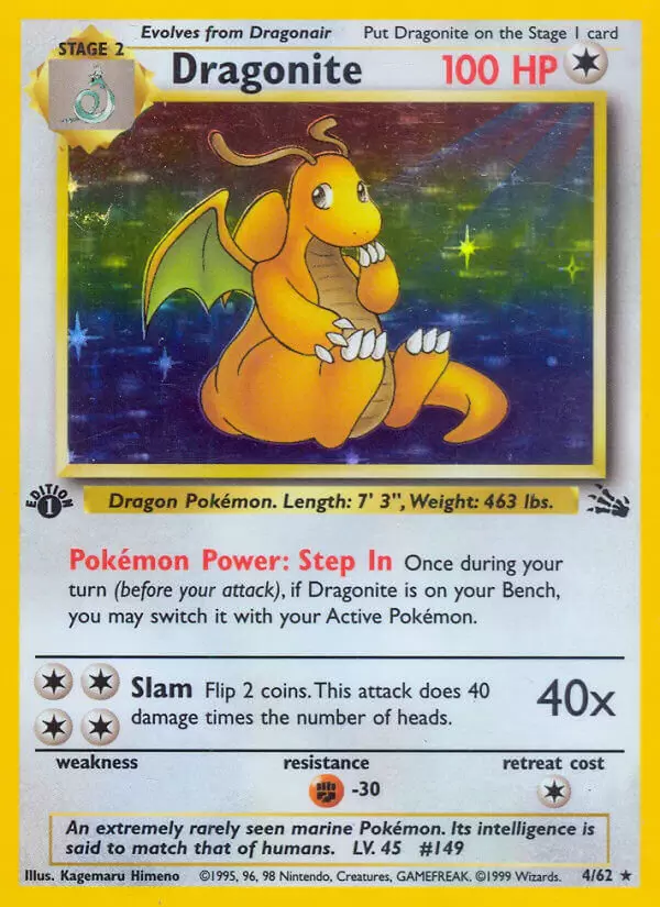 Fossil - Dragonite 1st Edition Holo