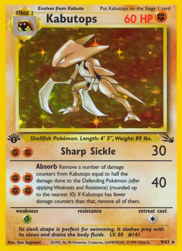 Fossil - Kabutops 1st Edition Holo