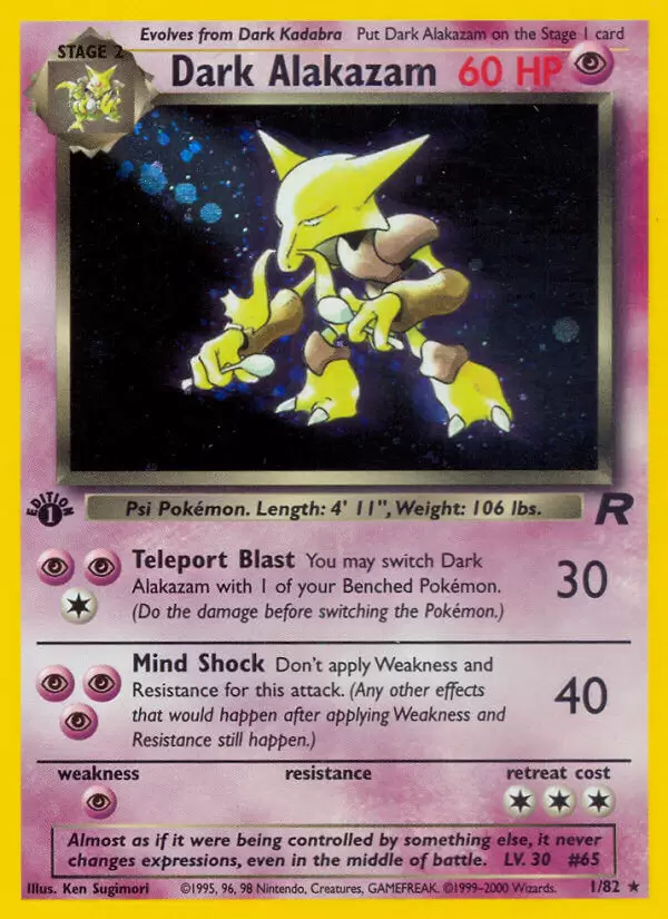 Team Rocket - Dark Alakazam 1st Edition Holo