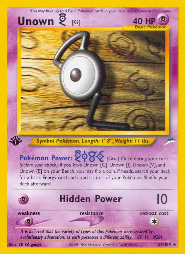 Neo Destiny - Unown G 1st Edition