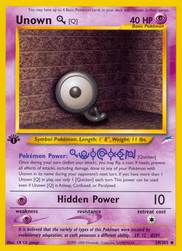 Neo Destiny - Unown Q 1st Edition