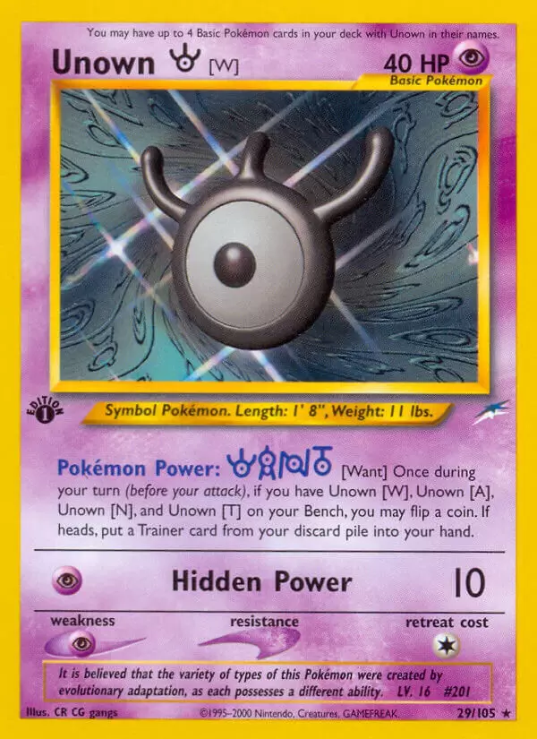 Neo Destiny - Unown W 1st Edition