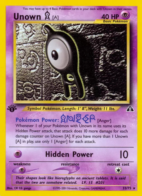 Neo Discovery - Unown A 1st Edition