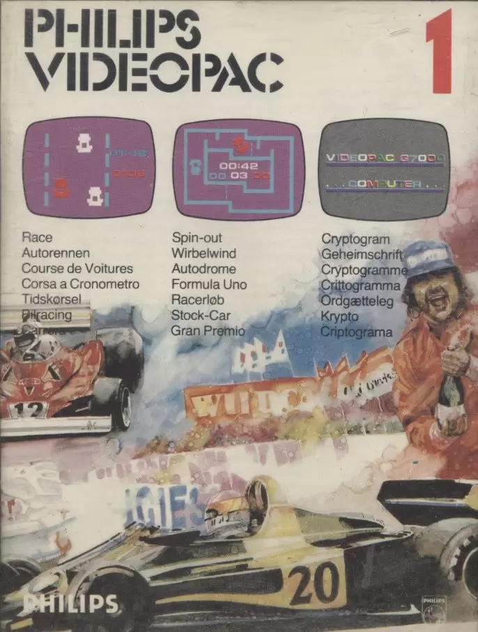 Philips VideoPac - RAce / Spin-Out / Cryptogram