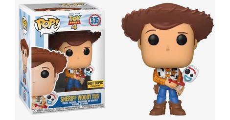 sheriff woody holding forky funko pop