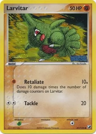 EX Unseen Forces - Larvitar Holo Logo