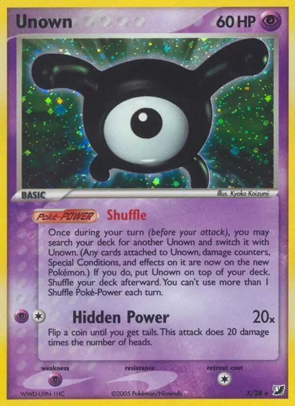 POKEMON EX UNSEEN FORCES HOLO N° X/28 UNOWN X 