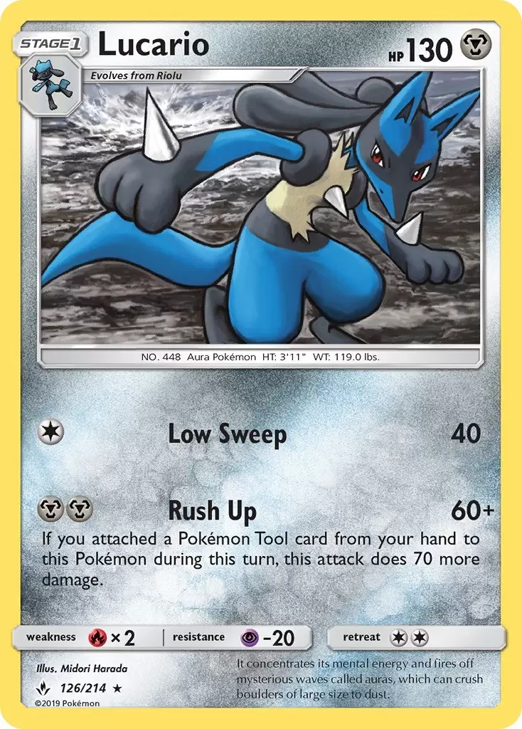 Lucario Holo - Unbroken Bonds Pokémon card 126/214