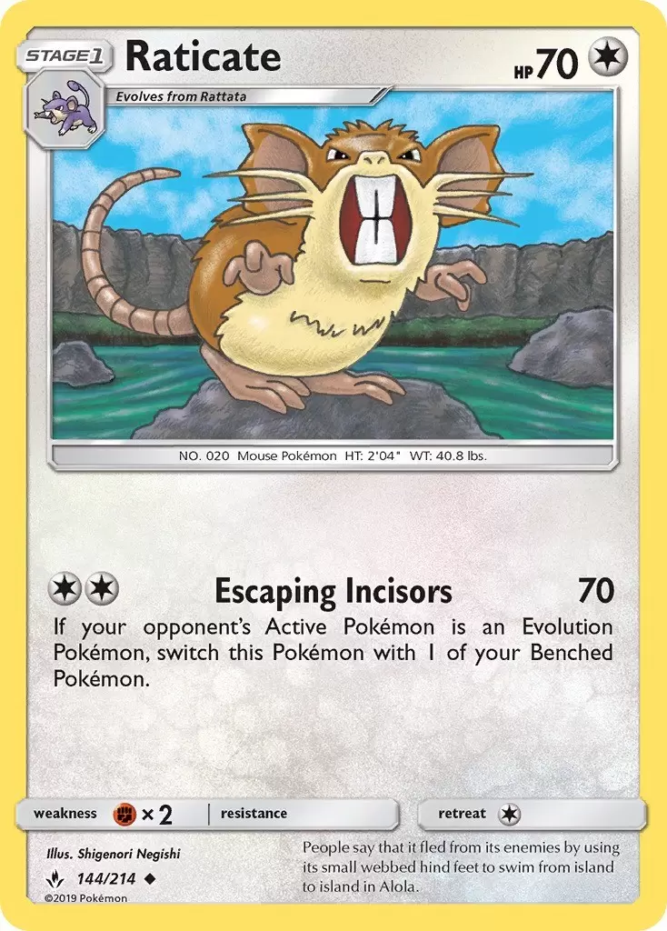 Raticate Unbroken Bonds Pokemon Card 144 214