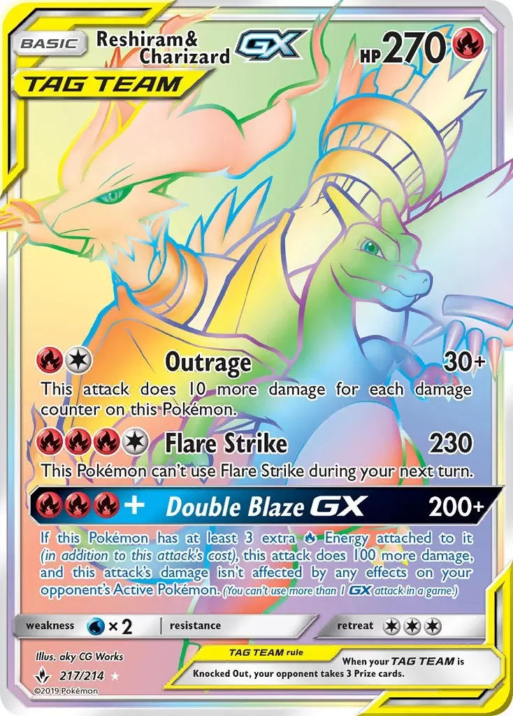 Reshiram & Charizard GX 2019 Pokemon Sun and Moon Unbroken Bonds