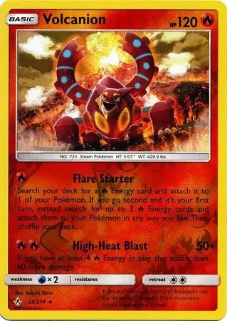 Volcanion Unbroken Bonds Pokemon Card non holo 25/214 