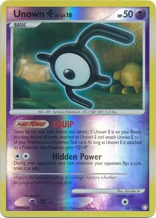 Unown E Reverse - Mysterious Treasures Pokémon card 65/123