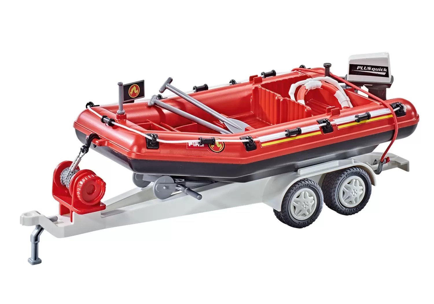 Playmobil Firemen - Firefighting Inflatable Boat with Trailer