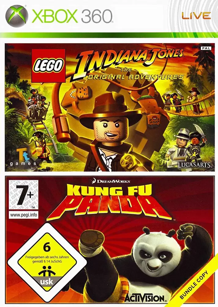 Jeux XBOX 360 - Double pack Lego Indiana Jones/kung fu panda