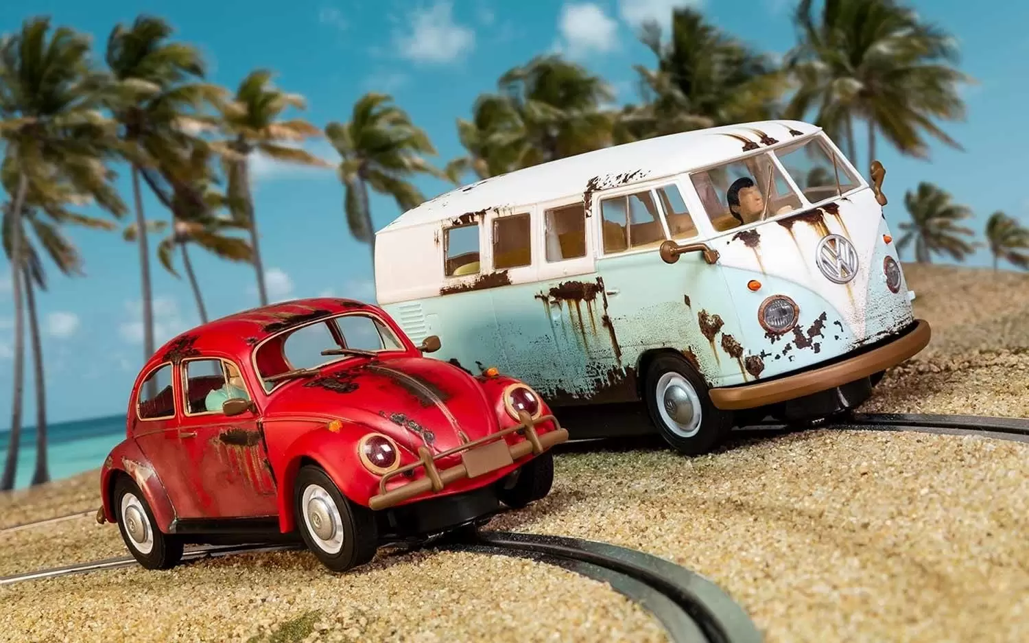 Scalextric - Legends Rusty Rides Volkswagen Beetle & T1B Camper Van Limited Edition