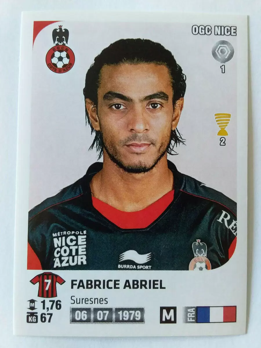 OGCN-06 FABRICE ABRIEL # OGC.NICE CARD ADRENALYN FOOT 2014 PANINI