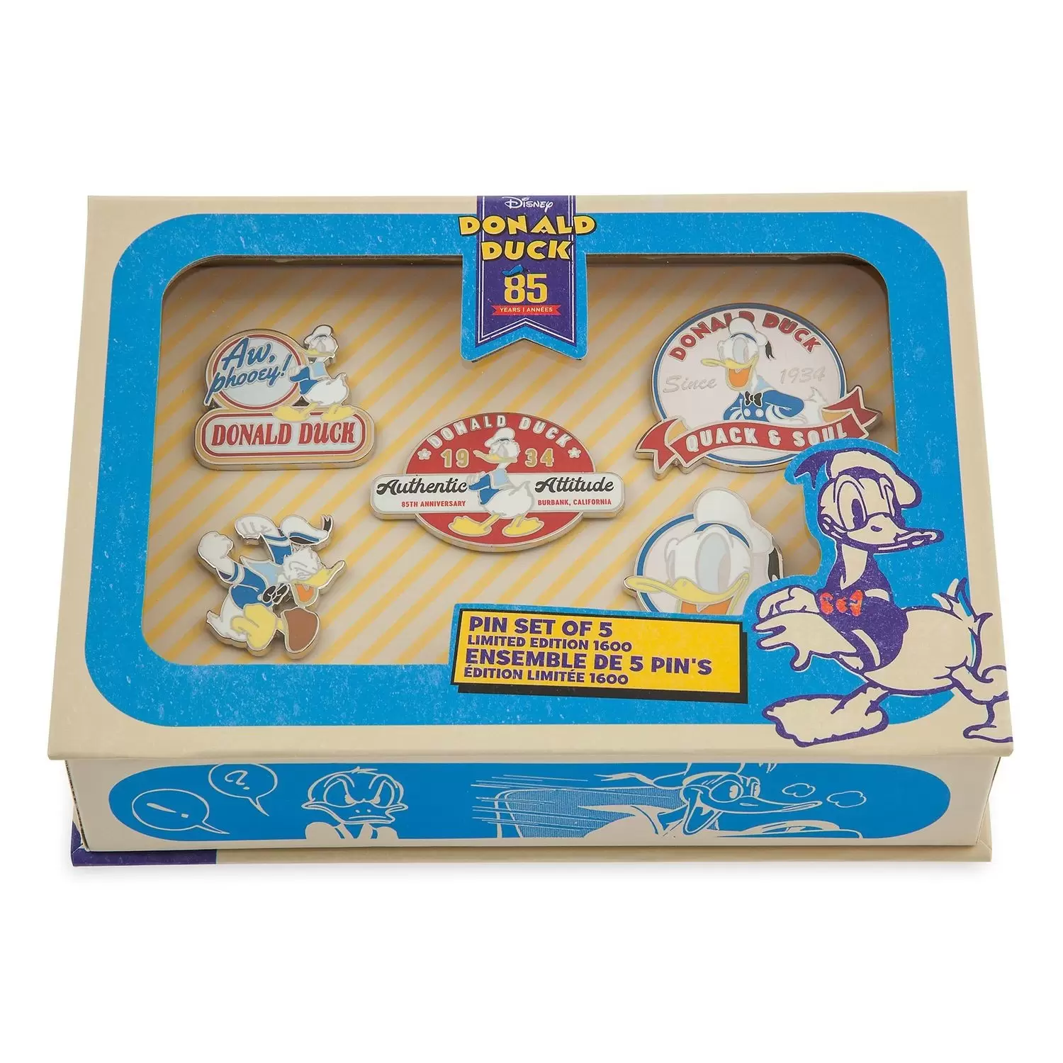 Donald 85th Anniversary - Set Pin\'s x5 Donald Duck 85th Anniversary LE 1600