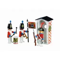 sentry box with redcoat guards