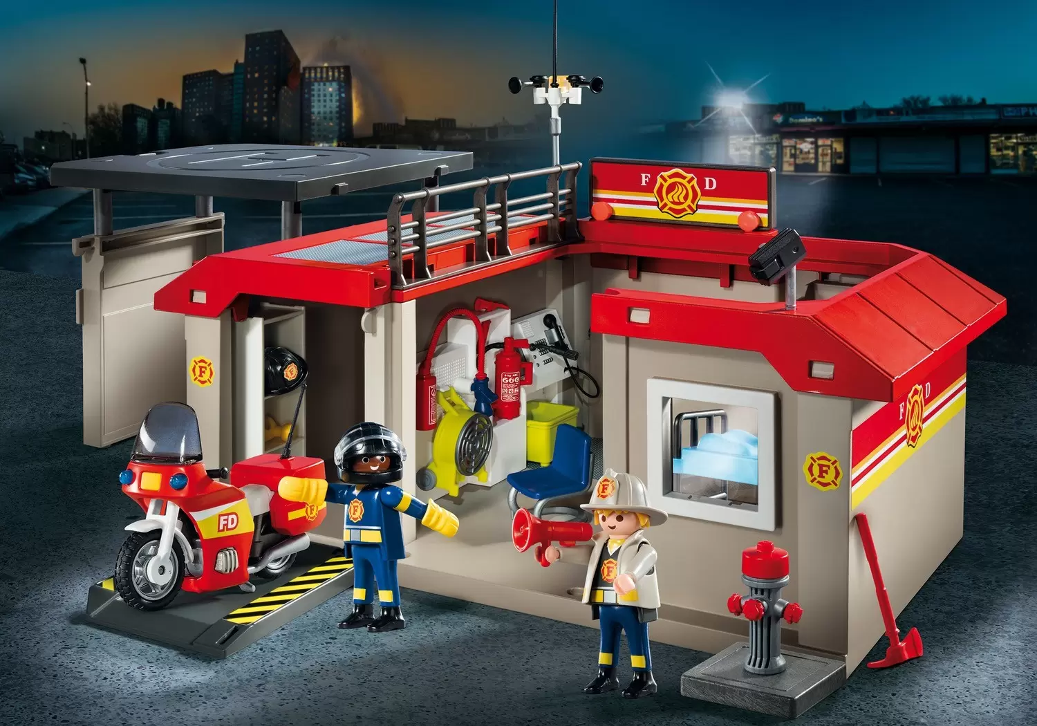 Playmobil Pompier - Caserne de pompiers transportable