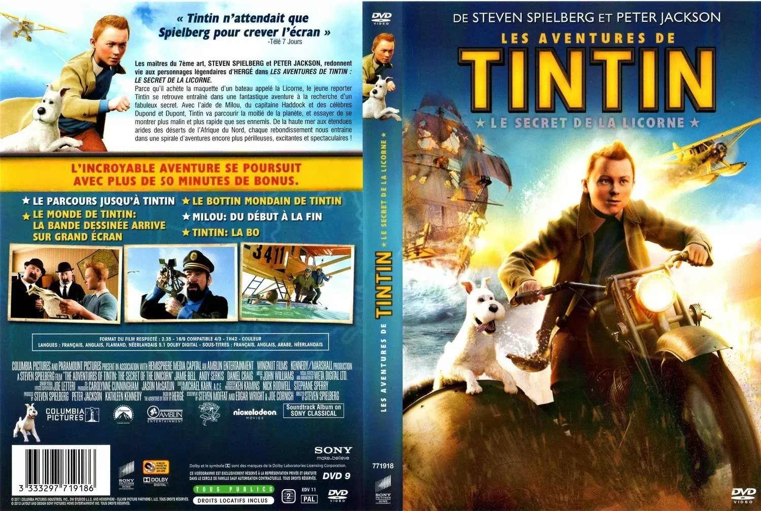 Film d\'Animation - Les aventures de Tintin : Le secret de la Licorne