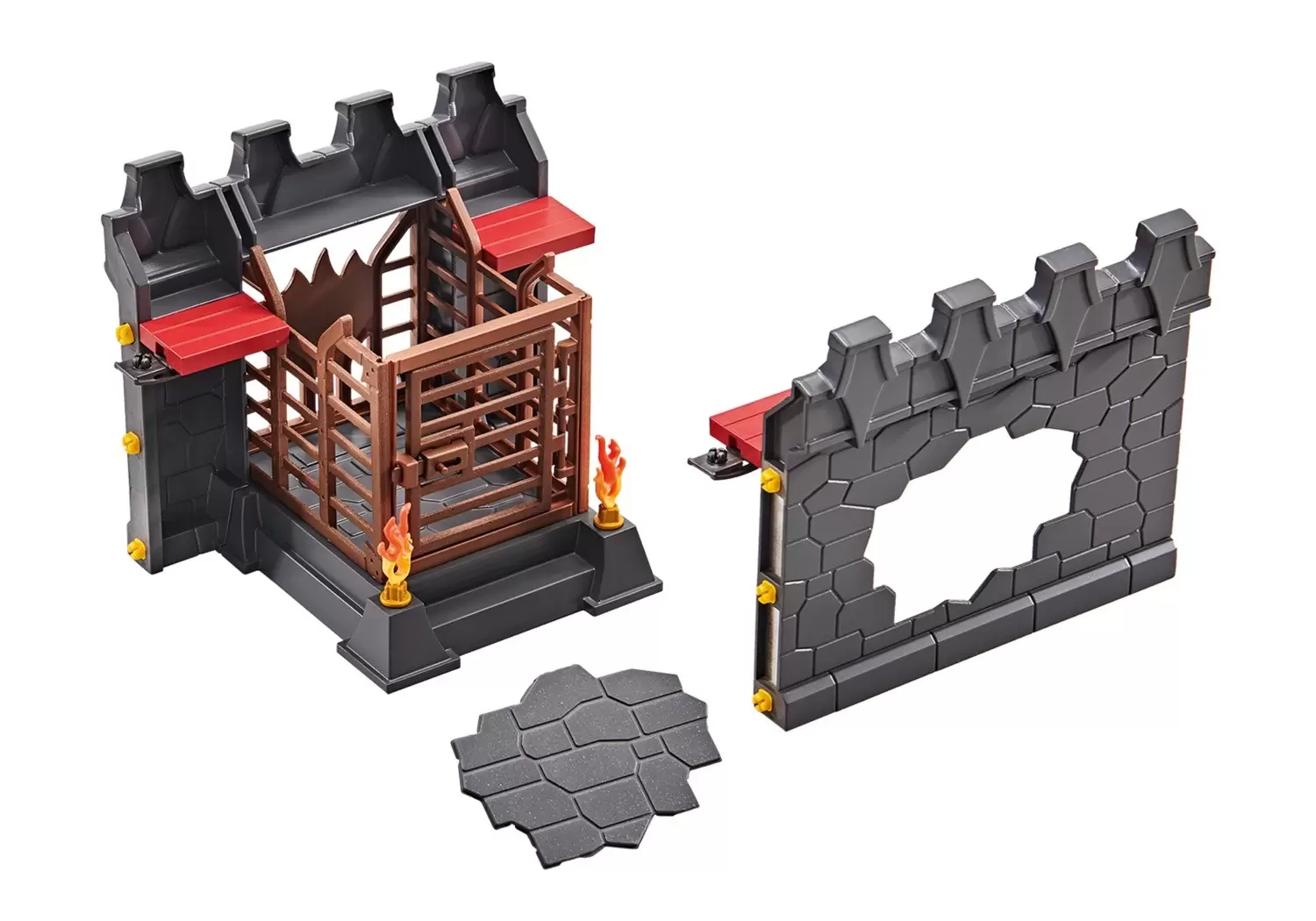 Accessoires & décorations Playmobil - Mur d\'extension avec prison et percée de mur pour la forteresse de Burnham Raiders