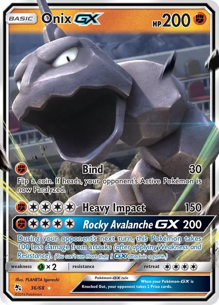 Onix GX - Hidden Fates Pokémon card 36/68