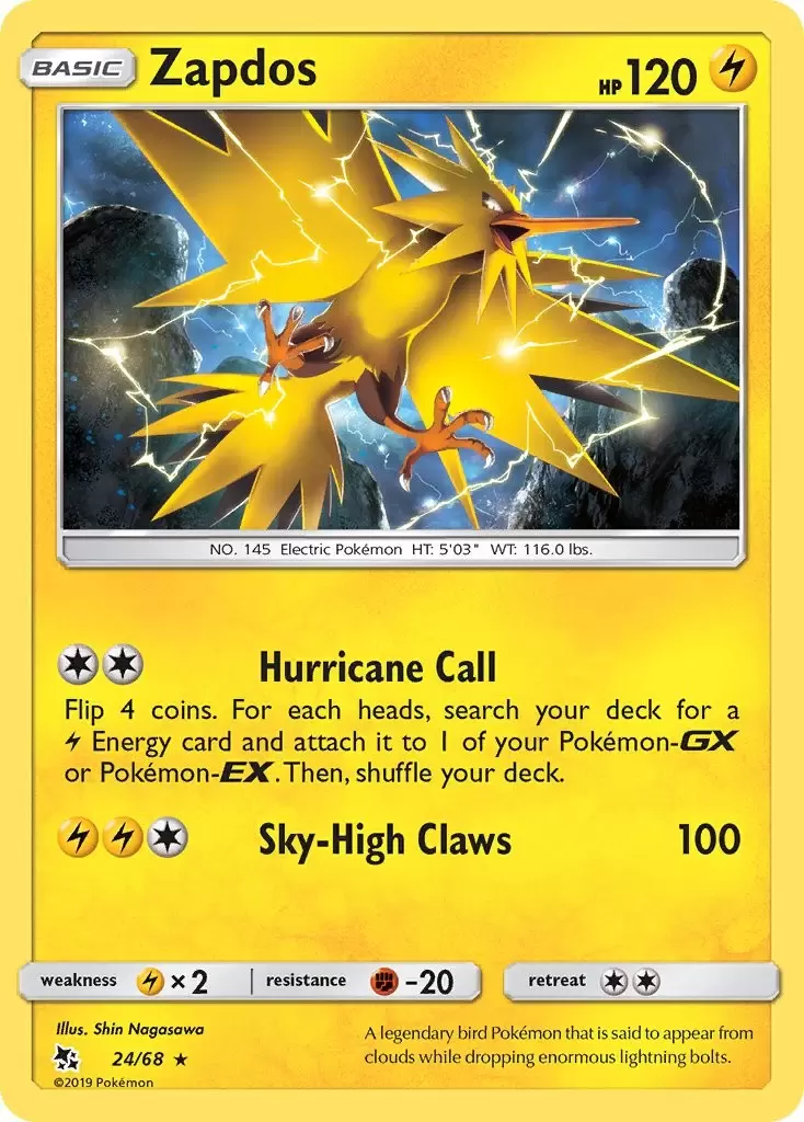 Pokemon Trading Card Game Sun Moon Hidden Fates Moltres, Zapdos