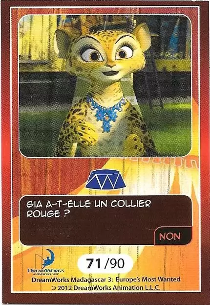 Le Collector Madagascar 3 (CORA / Match) - Carte C71 - Question 4