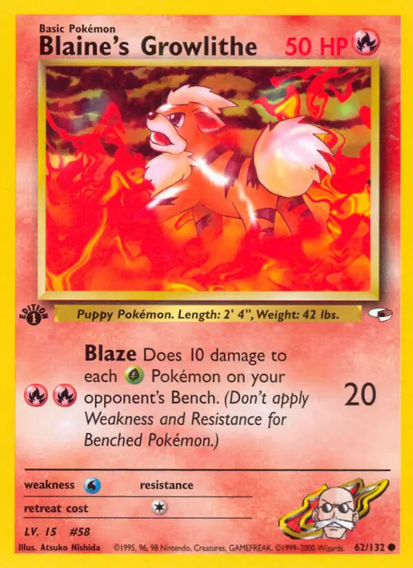 Gym Heroes - Blaine\'s Growlithe 1st Edition