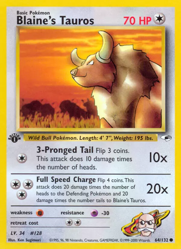 Gym Heroes - Blaine\'s Tauros 1st Edition