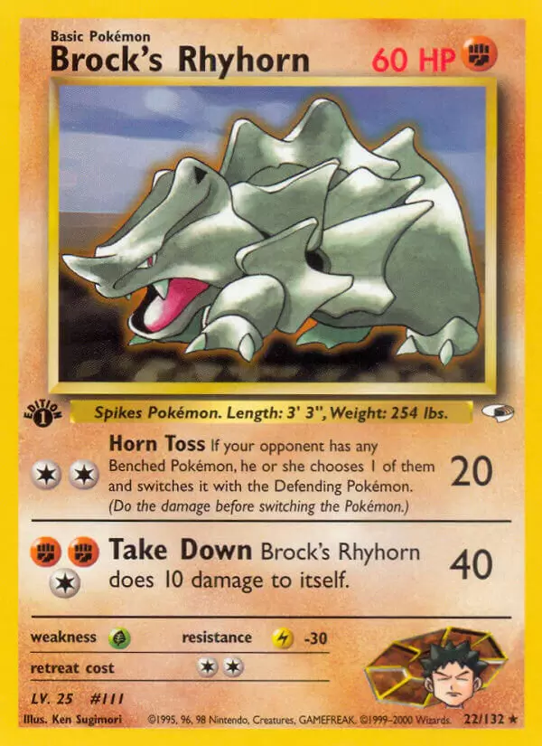 Gym Heroes - Brock\'s Rhyhorn 1st Edition