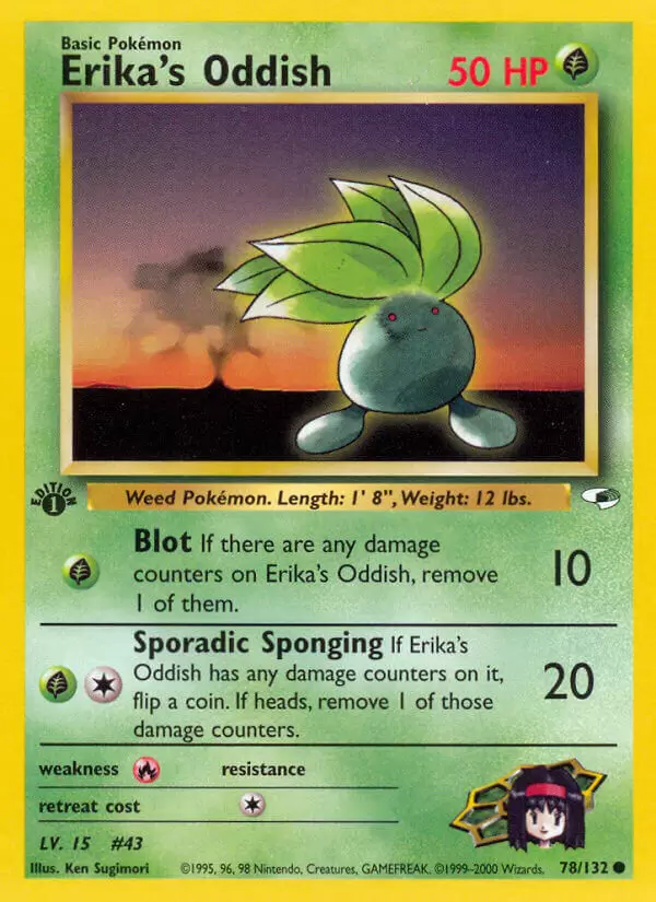Gym Heroes - Erika\'s Oddish 1st Edition