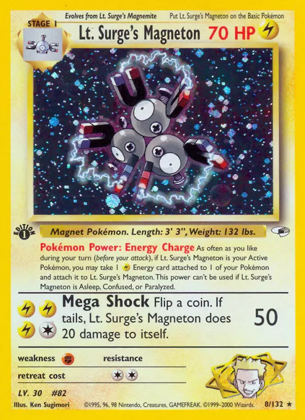 Gym Heroes - Lt. Surge\'s Magneton Holo 1st Edition