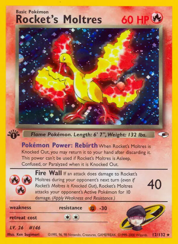 Gym Heroes - Rocket\'s Moltres Holo 1st Edition