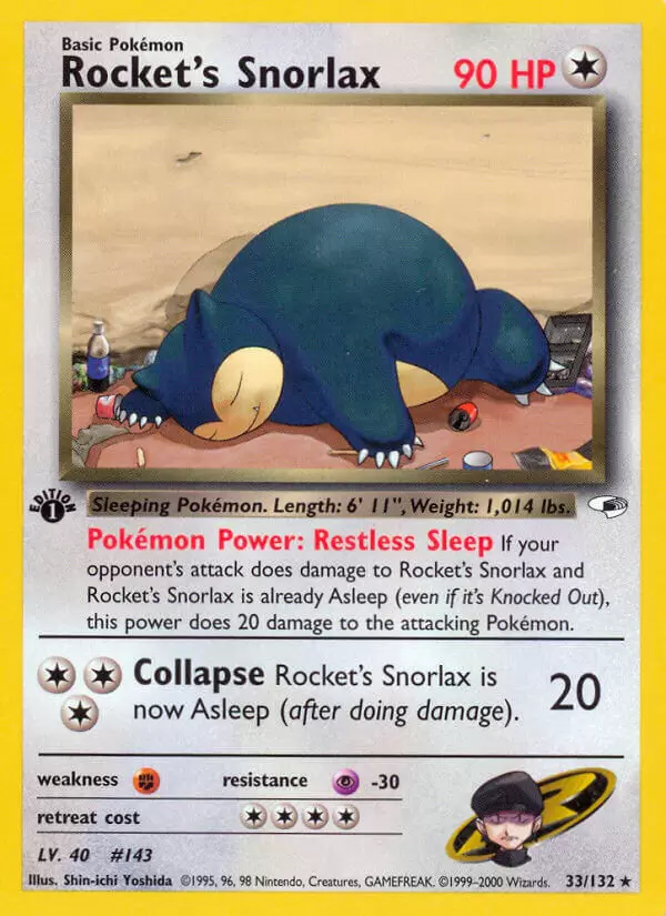 Gym Heroes - Rocket\'s Snorlax 1st Edition