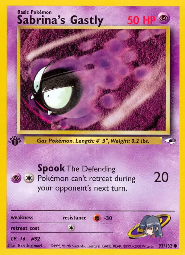 Gym Heroes - Sabrina\'s Gastly 1st Edition