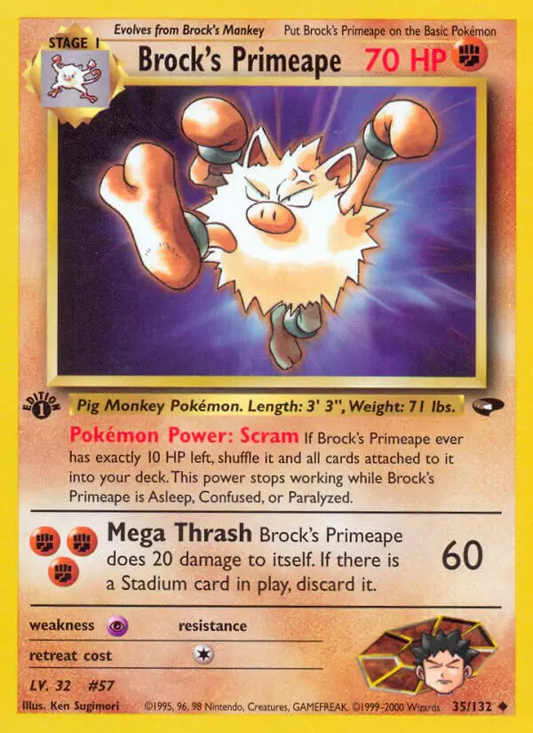 Gym Challenge - Brock\'s Primeape 1st Edition