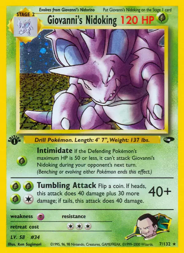 Gym Challenge - Giovanni\'s Nidoking Holo 1st Edition