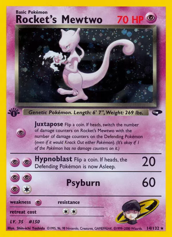 Gym Challenge - Rocket\'s Mewtwo Holo 1st Edition