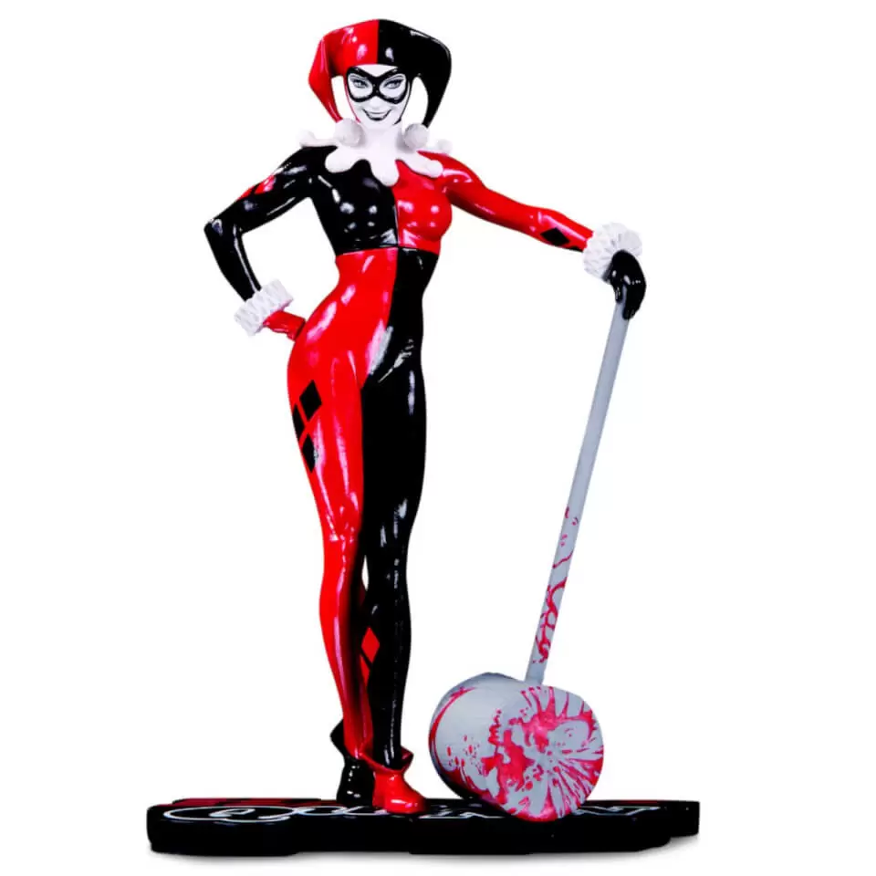 DC Collectibles Statues - Harley Quinn Red White And Black Statue By Adam Hughes