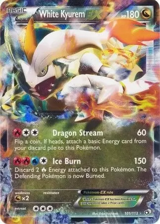 White kyurem ex holo-n&b 101/113 pokemon card new vo legendary treasures