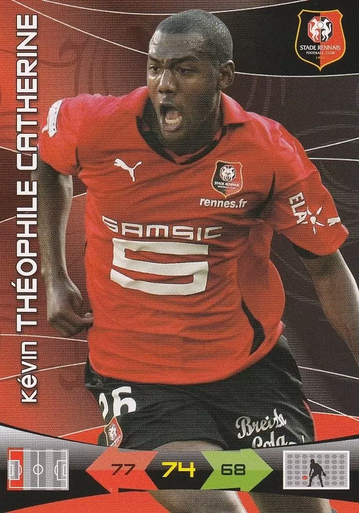 THEOPHILE CATHERINE STADE RENNAIS.FC TRADING CARDS ADRENALYN PANINI FOOT 2013 