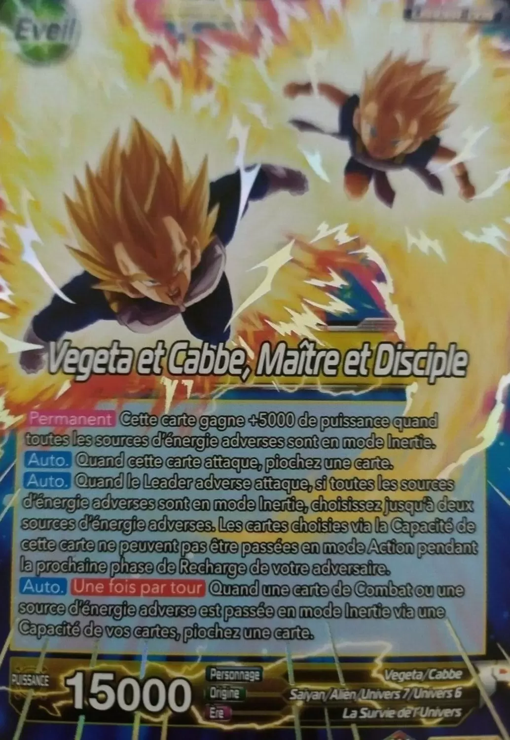Vegeta et Cabbe Maitre et Disciple XD1-01 ST/VF RARE Dragon Ball Super 