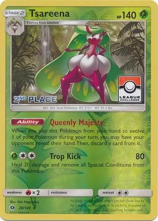 Sun & Moon - Tsareena Reverse 2nd Place Pokemon League