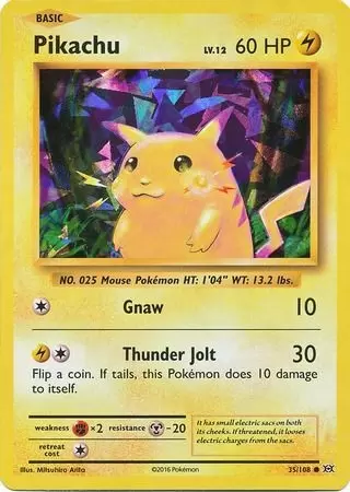 Pikachu Card HOLO 2016 35/108 LV. 12 60HP