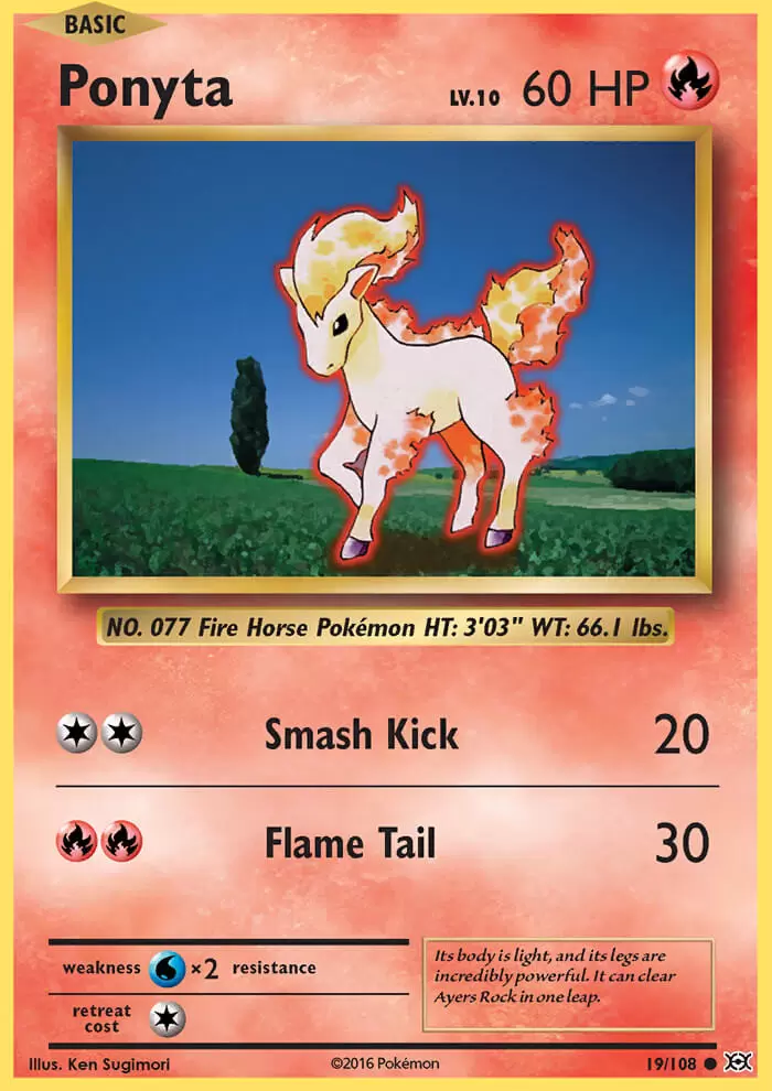 Pokemon Card XY Evolutions 19/108 Ponyta Reverse Holo Common