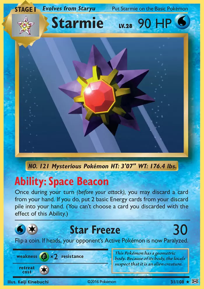 Starmie 31/108 Reverse Holo Pokemon Card