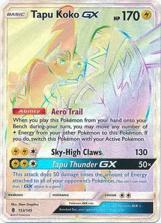 Pokémon TCG Tapu Koko GX Sun & Moon: Guardians Rising 153/145 Holo