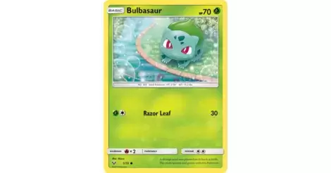 Pokemon BULBASAUR Card SHINING LEGENDS 1/73 Trading Card Seed Pokemon HP 70  2017